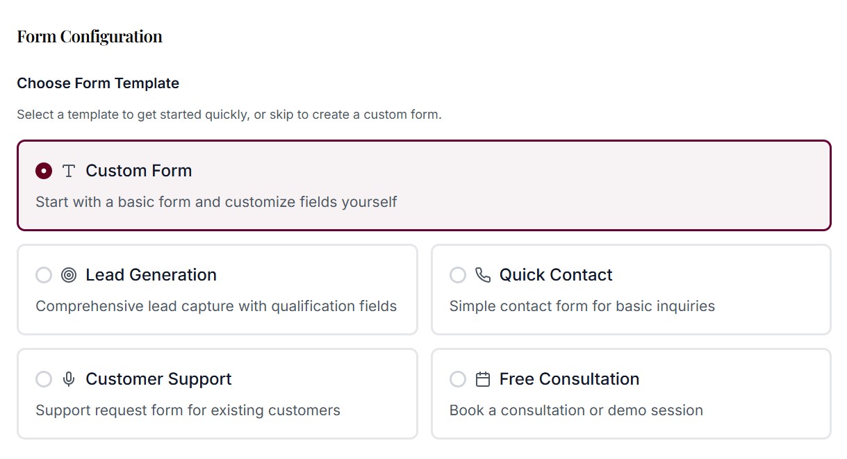 Custom Form Variations for Different Business Types