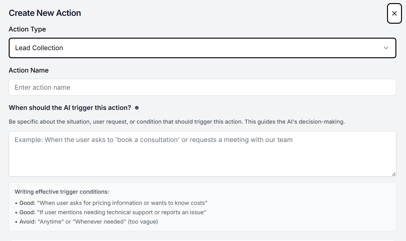 Agent Actions Interface