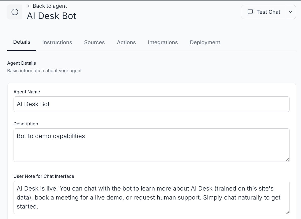 Agent Creation Interface