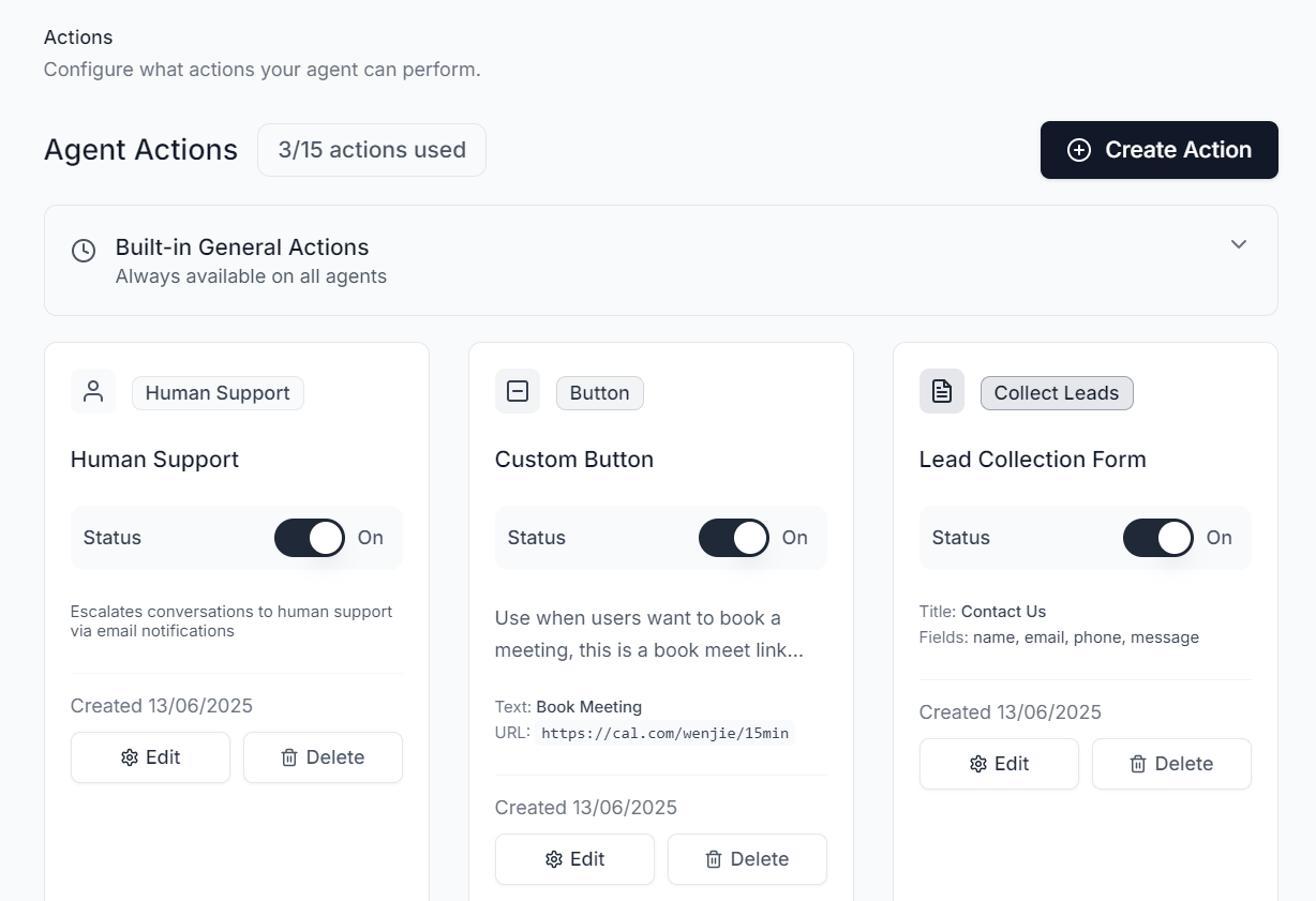 AI Desk Agent Actions